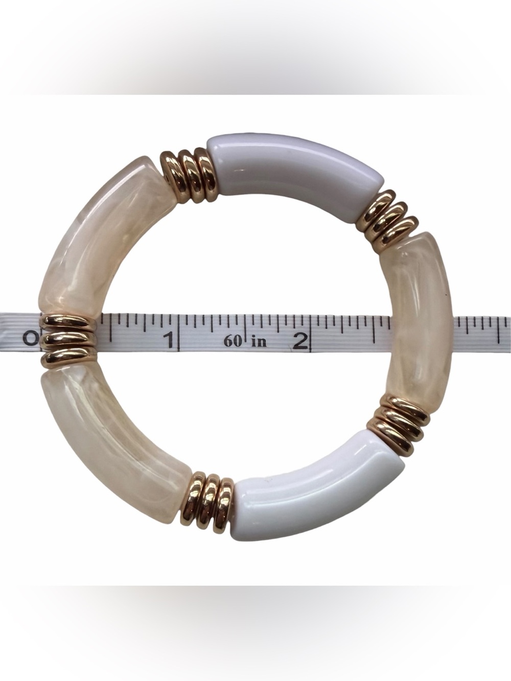 Set of 2 Curved Bangles, Acrylic Curved Tube Elastic Bracelets - Picture 9 of 10